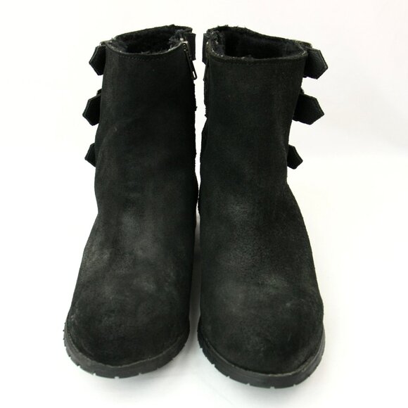 BooRoo Jules Leather Suede Fleece Side Zip Chunky Buckle Ankle Boots Booties 9 - Picture 3 of 13